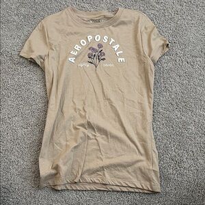 Aeropostale Beige Floral Graphic Tee
